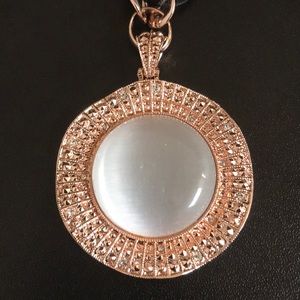 Faux Opal Zircon RoseGoldPlated Pendant Necklace